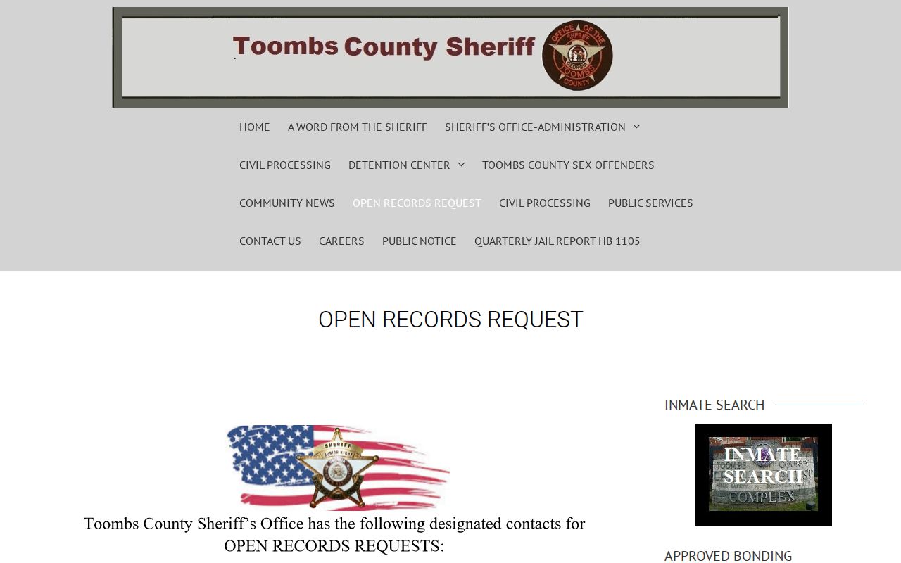 Toombs County arrest history sheriff open records request