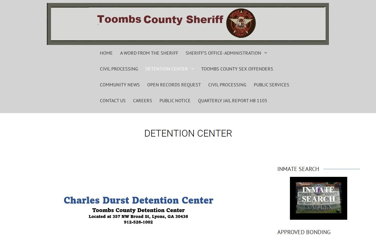Toombs County arrest history Charles Durst Detention Center