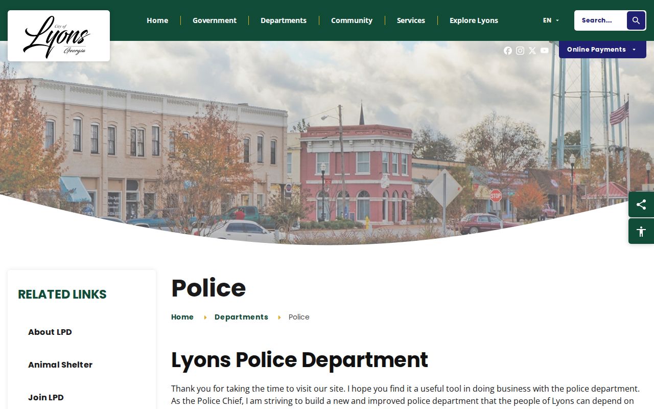 Official Lyons Police Department webpage