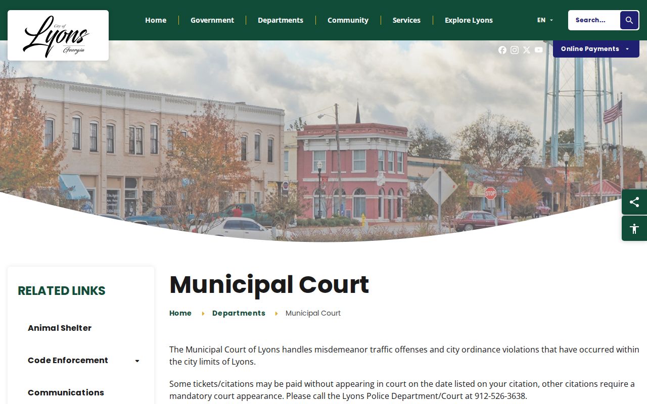 Official Lyons Municipal Court information page
