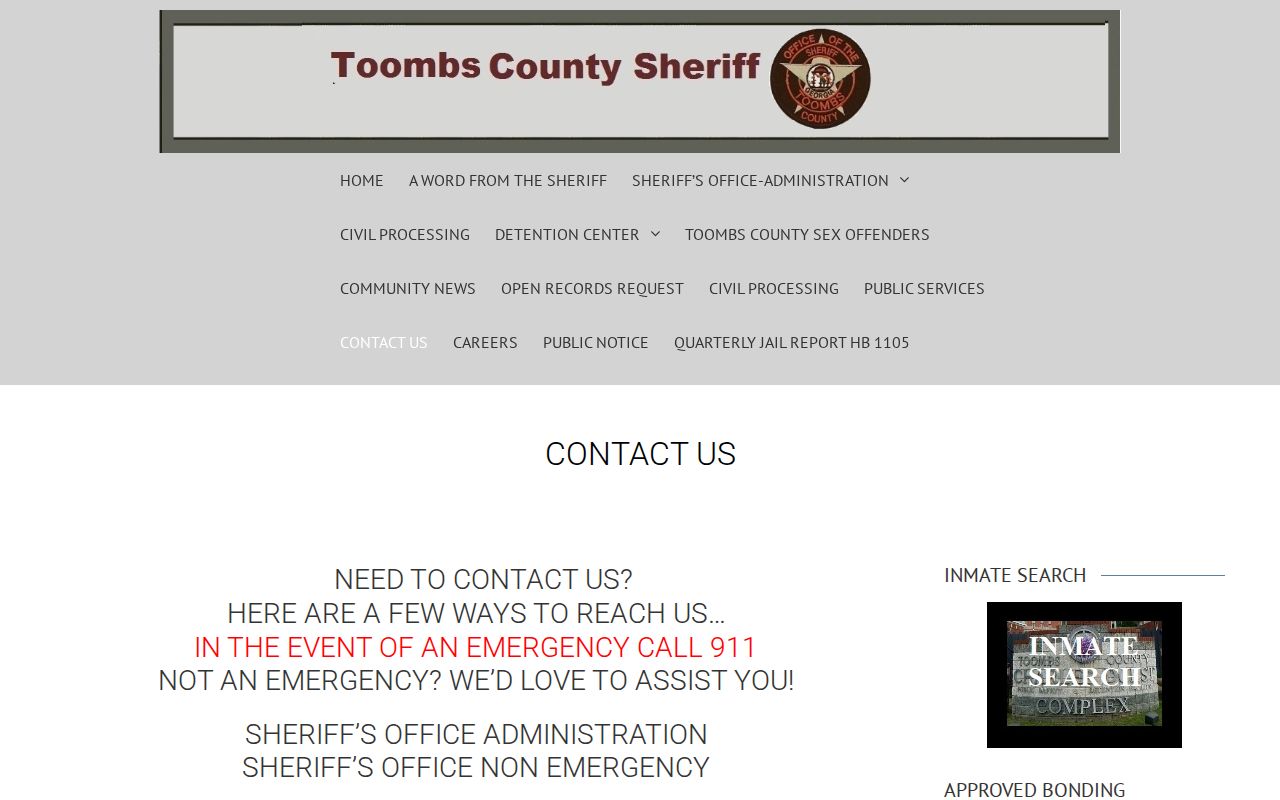 Official Toombs County Sheriff contact page serving Santa Claus