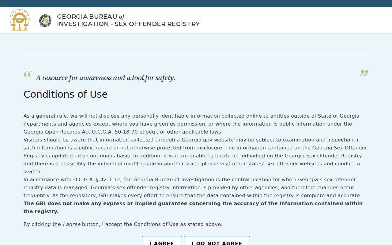 Toombs County sex offender registry search interface